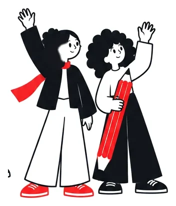 Mira and Lino waving.